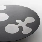 Black Lacquered Larch Coffee Table with Satin Stainless Steel Inserts - Vergine Viadurini