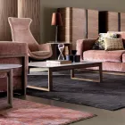 Grilli York design solid wood and marble coffee table made in Italy Viadurini