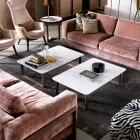 Grilli York design solid wood and marble coffee table made in Italy Viadurini