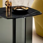 Sofa Side Table for Lounge with Ceramic Top and Smoked Glass - Random Viadurini