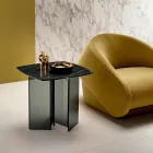 Sofa Side Table for Lounge with Ceramic Top and Smoked Glass - Random Viadurini