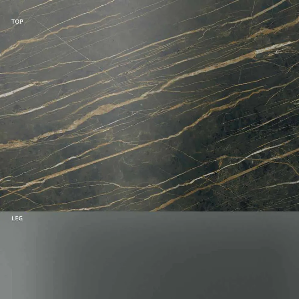 Sofa Side Table for Lounge with Ceramic Top and Smoked Glass - Random Viadurini