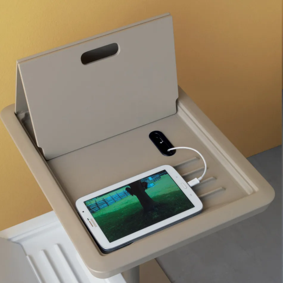 Sofa Side Table Metal and PVC Adjustable Height for Tablet - Tekniko Viadurini