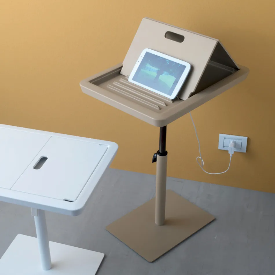Sofa Side Table Metal and PVC Adjustable Height for Tablet - Tekniko Viadurini