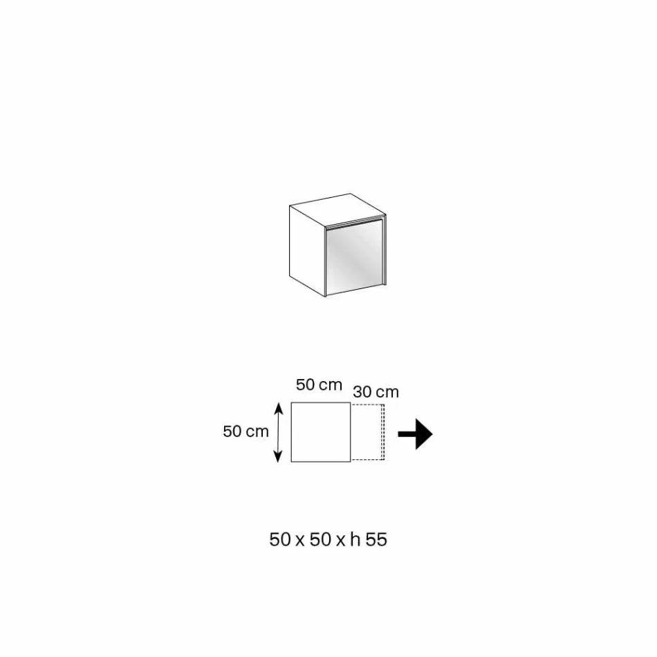 Sofa Side Table or Bedside Table in Smoked Glass with Wooden Drawer - Mantra Viadurini