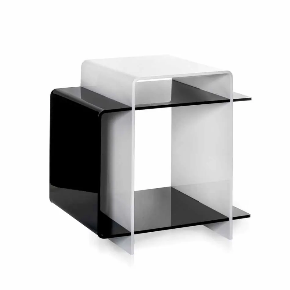 Contemporary coffee table with 3 shelves black and white Gosto made in Italy Viadurini