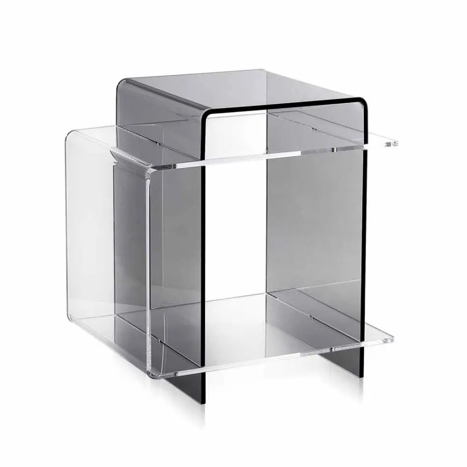 Contemporary table with 3 shelves smoked and transparent Gosto made in Italy Viadurini