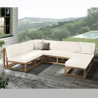 Outdoor Coffee Table or Pouf in Natural Teak and Cushions - Circe Viadurini