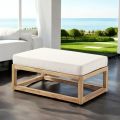 Outdoor Coffee Table or Pouf in Natural Teak and Cushions - Circe