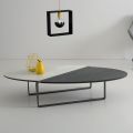 Oval Lounge Metal Coffee Table and Two-Tone Ceramic Top - Comacchio
