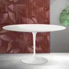 Saarinen Tulip Oval Coffee Table H 41 cm in Matte White Florim Ceramic - Scarlet Viadurini