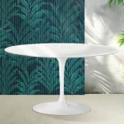 Saarinen Tulip Oval Coffee Table H 41 cm in Glossy White Florim Ceramic - Scarlet Viadurini