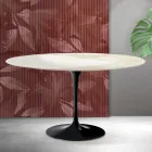 Saarinen Tulip Oval Coffee Table H 41 cm in Florim Calacatta Gold Matt Ceramic - Scarlet Viadurini