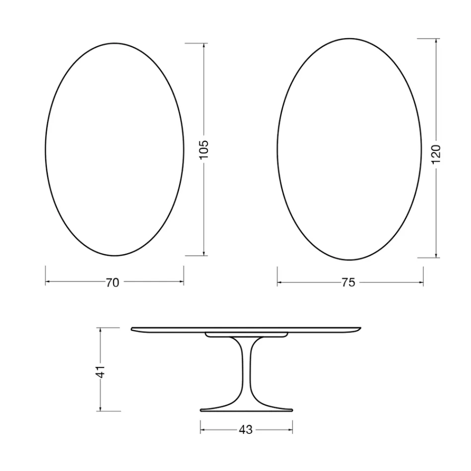 Saarinen Tulip Oval Coffee Table H 41 cm in Florim Statuario Matte Ceramic - Scarlet Viadurini