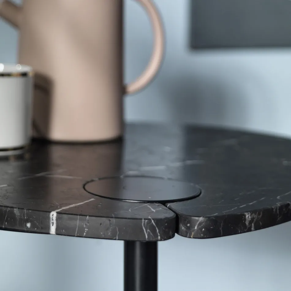 Coffee Table for Lounge in Metal and Marquinia Marble, Luxury Design - Yassine Viadurini