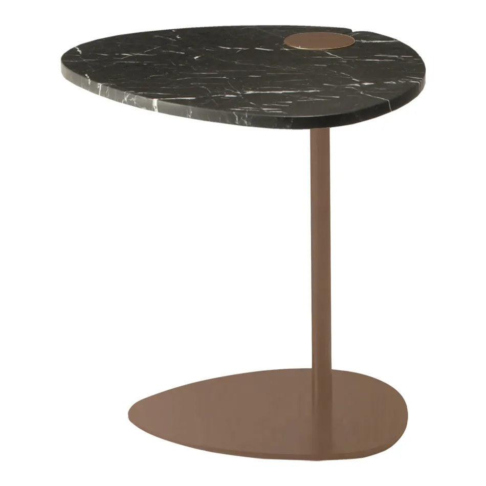 Coffee Table for Lounge in Metal and Marquinia Marble, Luxury Design - Yassine Viadurini