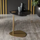 Coffee Table for Lounge in Metal and Marquinia Marble, Luxury Design - Yassine Viadurini