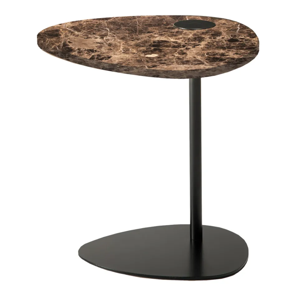 Coffee Table for Lounge in Metal and Marquinia Marble, Luxury Design - Yassine Viadurini