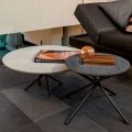 Round Coffee Table for Lounge Metal and Matt Ceramic Base - Shanghai