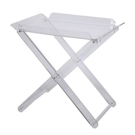 Folding Table with Transparent Acrylic Crystal Tray - Makete Viadurini