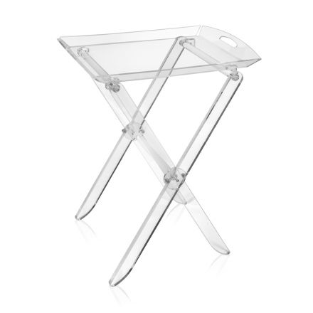 Folding Table with Transparent Plexiglass Tray 2 Sizes - Robbie Viadurini