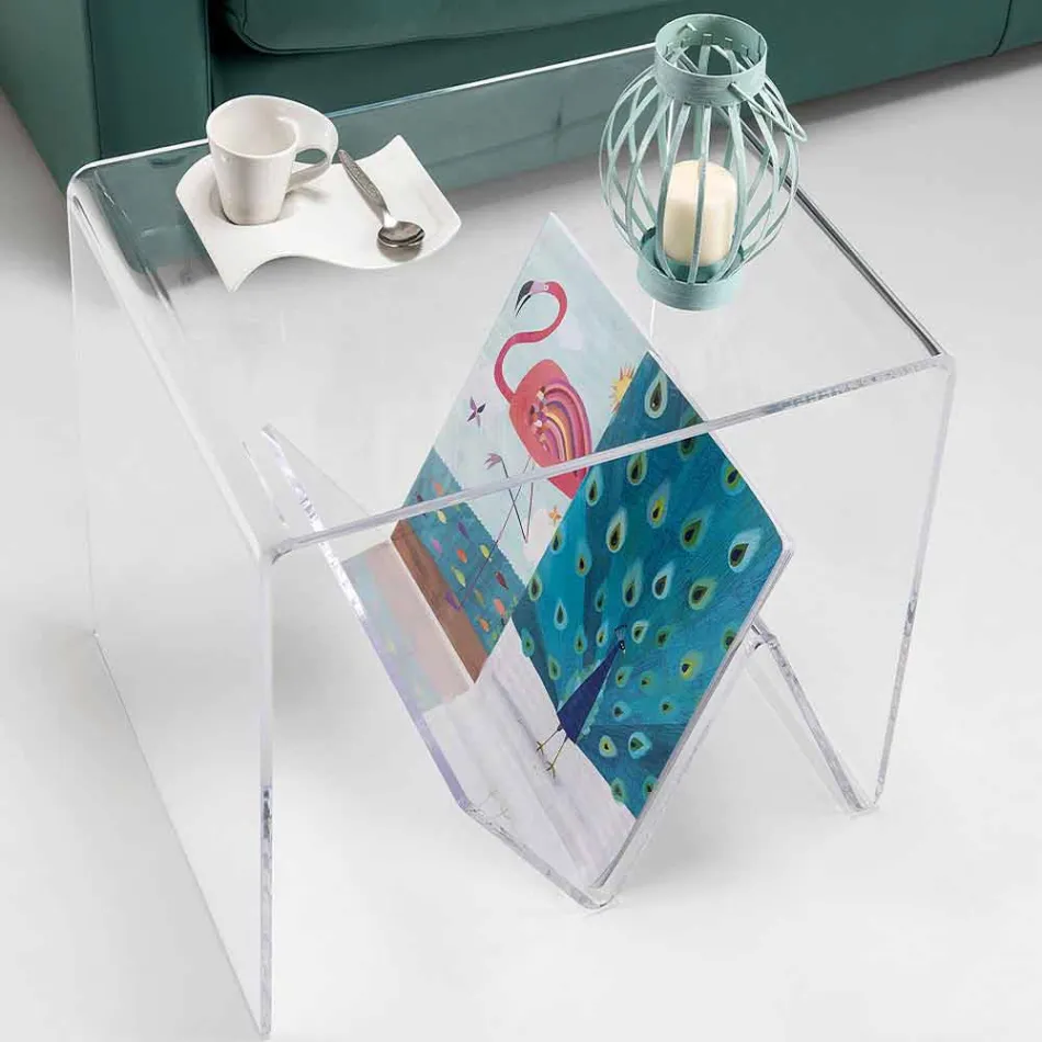 Modern design coffee table / magazine rack, in Cavour plexiglass Viadurini