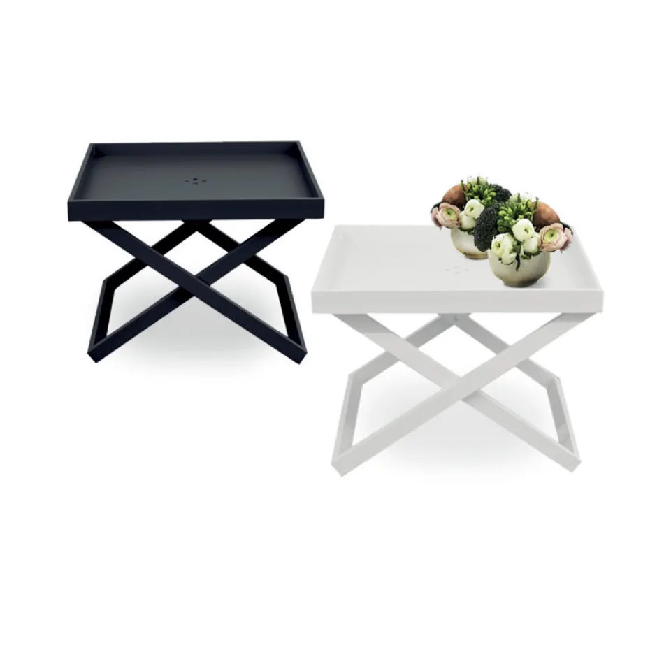 Square Aluminium Outdoor Coffee Table with Removable Tray - Vander Viadurini