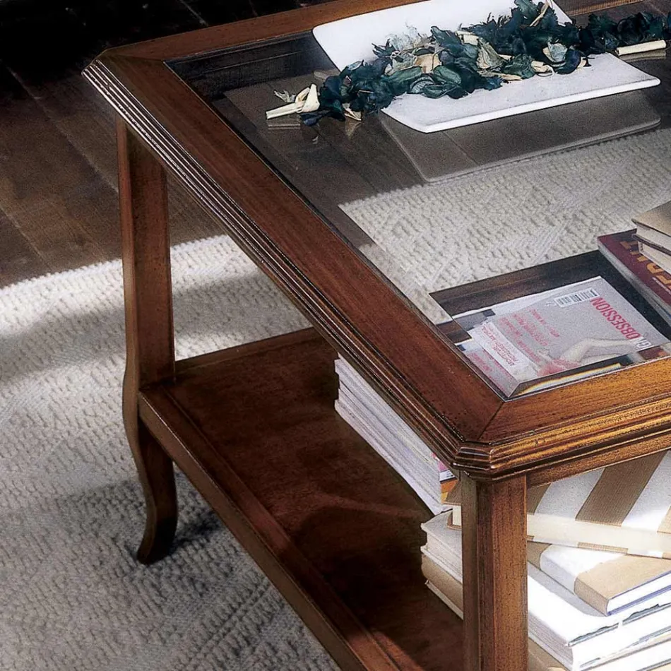 Square Lounge Coffee Table with Glass Top Made in Italy - Tepeyoti Viadurini