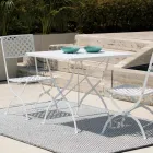 Square Folding Outdoor Table in Galvanized Steel Made in Italy - Selvaggia Viadurini