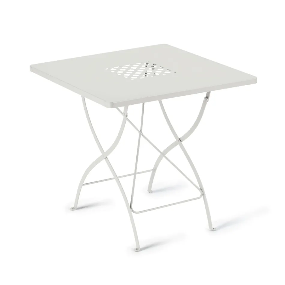 Square Folding Outdoor Table in Galvanized Steel Made in Italy - Selvaggia Viadurini