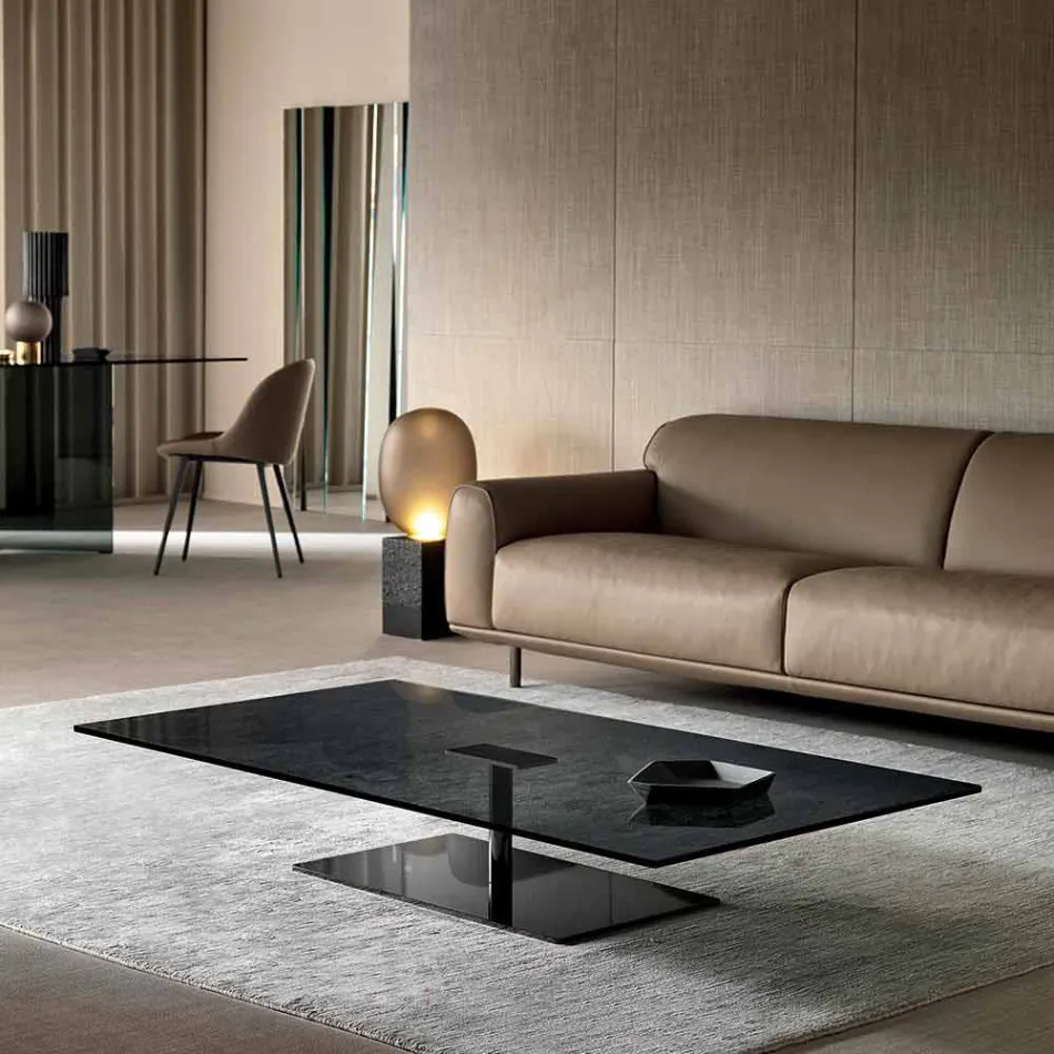 Rectangular Coffee Table for the Lounge in Extra-clear or Smoked Glass - Giovannino Viadurini