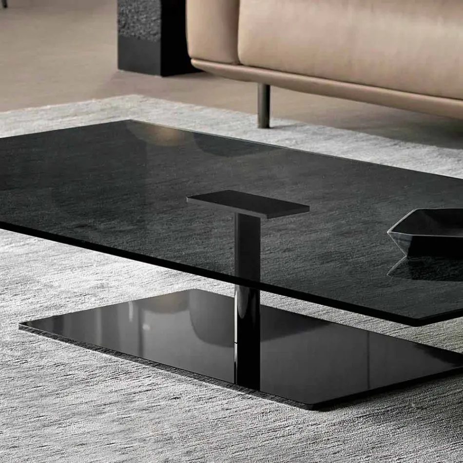 Rectangular Coffee Table for the Lounge in Extra-clear or Smoked Glass - Giovannino Viadurini