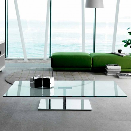 Rectangular Coffee Table for the Lounge in Extra-clear or Smoked Glass - Giovannino Viadurini