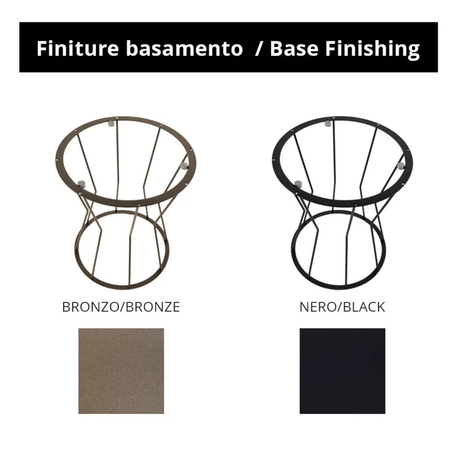 Round Coffee Table with Steel Base and Stoneware Top Made in Italy - Alisea Viadurini