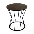 Round Coffee Table with Steel Base and Stoneware Top Made in Italy - Alisea