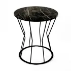 Round Coffee Table with Steel Base and Stoneware Top Made in Italy - Alisea Viadurini