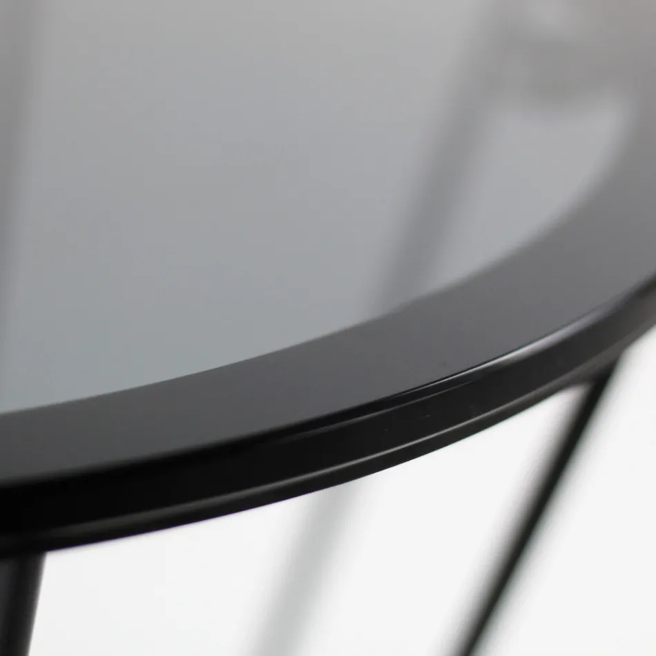 Round Coffee Table with Steel Base and Glass Top Made in Italy - Alisea Viadurini