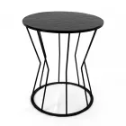 Round Coffee Table with Steel Base and Glass Top Made in Italy - Alisea Viadurini