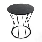 Round Coffee Table with Steel Base and Glass Top Made in Italy - Alisea Viadurini