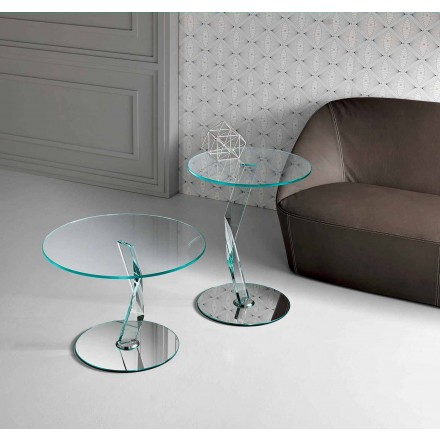 Round design coffee table in extra-clear glass made in Italy - Akka Viadurini