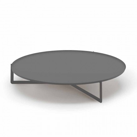 Round Coffee Table for Outdoor Lounge in Graphite or Mud Metal - Stephane Viadurini