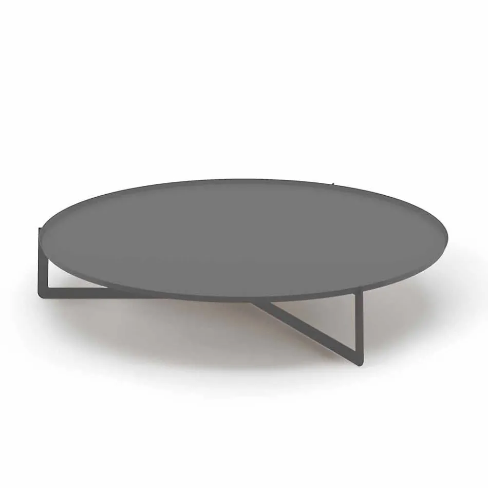 Round Coffee Table for Outdoor Lounge in Graphite or Mud Metal - Stephane Viadurini
