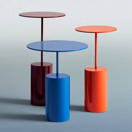 Round Coffee Table in Colored Metal Sheet of Modern Design - Cocktail Viadurini