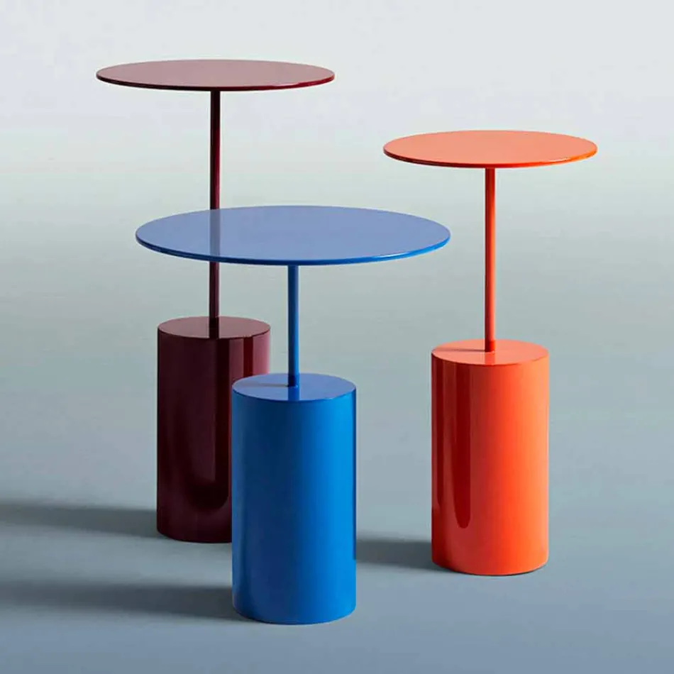 Round Coffee Table in Colored Metal Sheet of Modern Design - Cocktail Viadurini