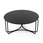 Round Glass Coffee Table with 3 Crescent Base Made in Italy - Arepa Viadurini
