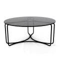Round Glass Coffee Table with 3 Crescent Base Made in Italy - Arepa