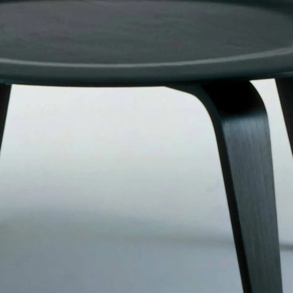 Coffee Table in Black Stained Ash with Round Top Made in Italy - Cariddi Viadurini