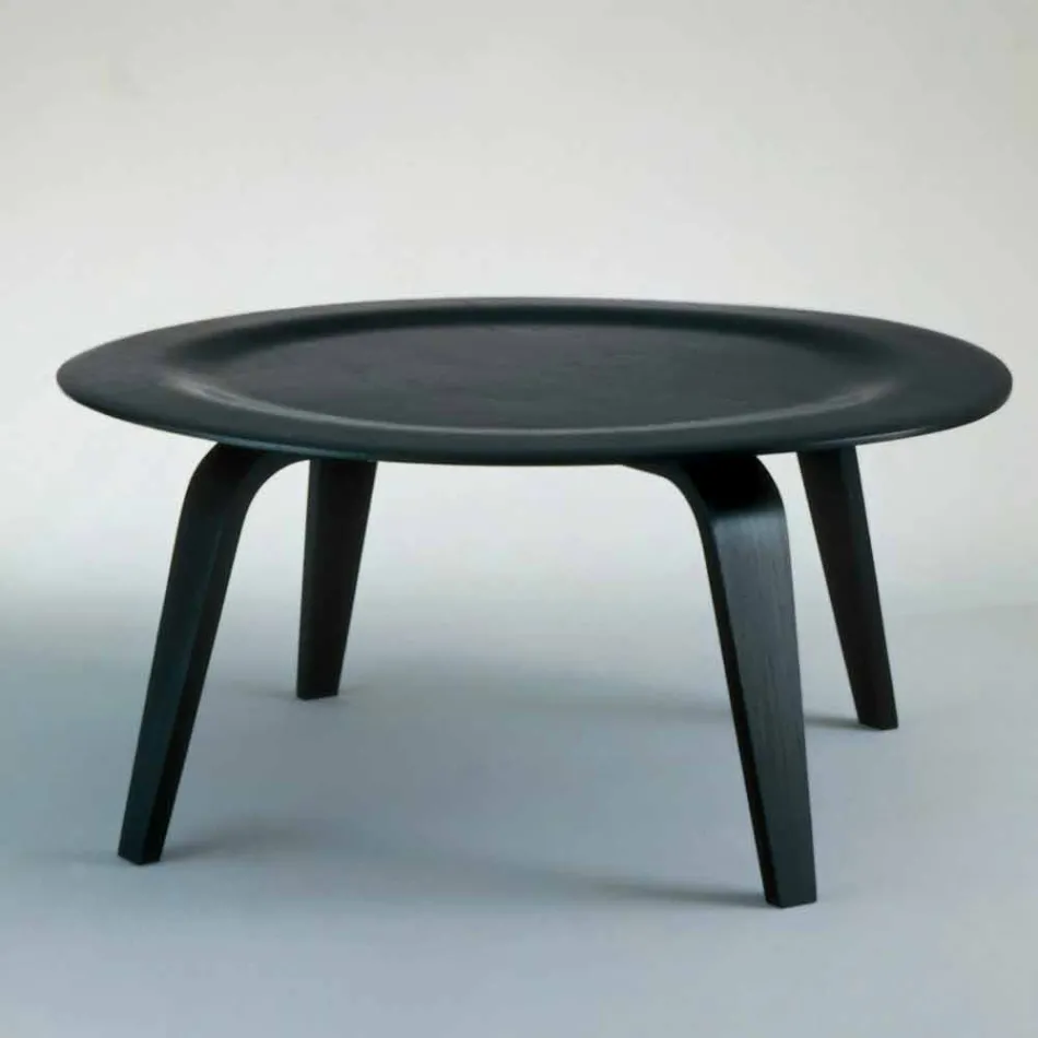 Coffee Table in Black Stained Ash with Round Top Made in Italy - Cariddi Viadurini