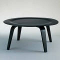 Coffee Table in Black Stained Ash with Round Top Made in Italy - Cariddi
