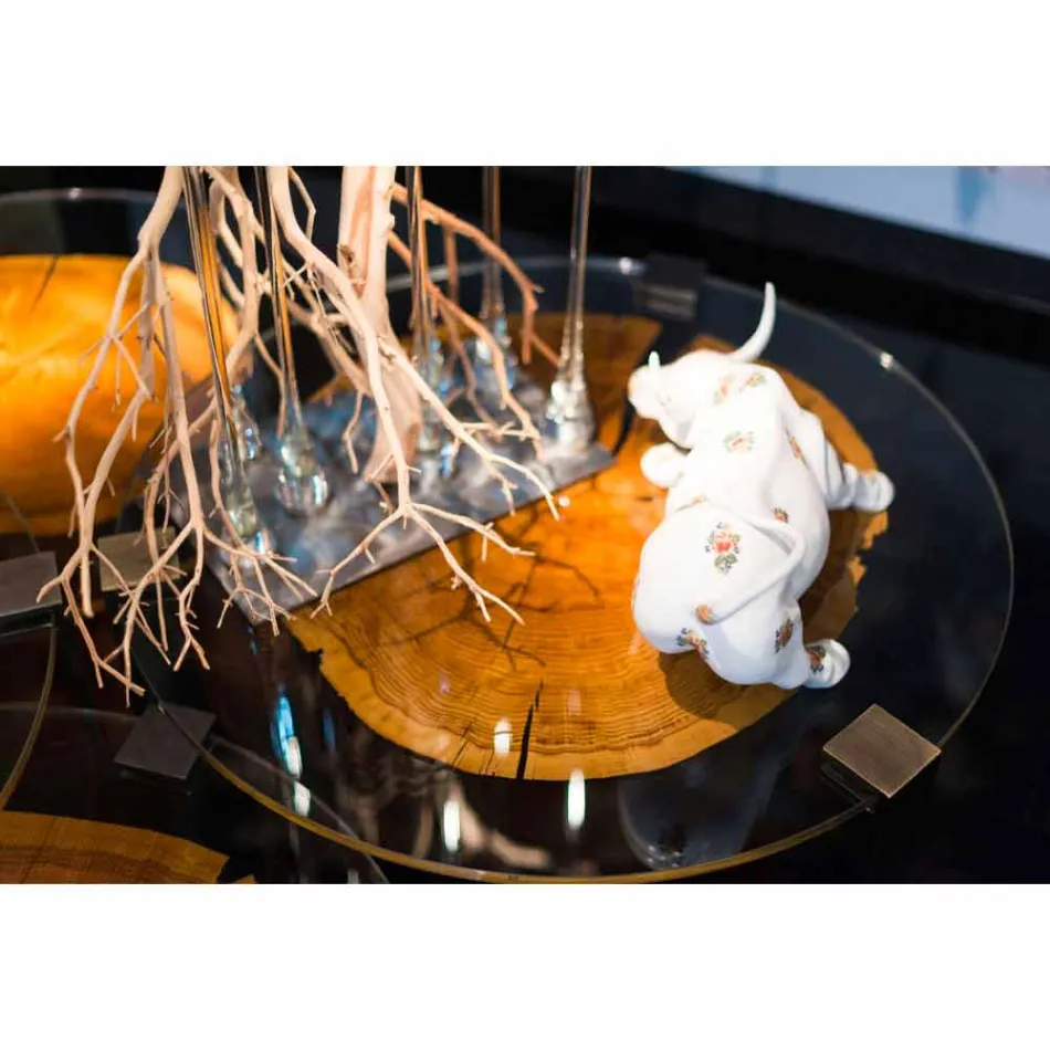 Coffee Table in Wood and Steel with Metal Legs Made in Italy - Damascus Viadurini